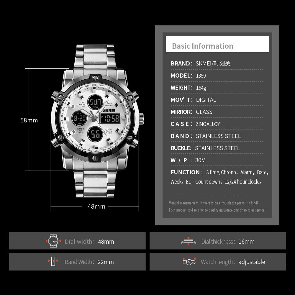 Foto 5 | Venta Internacional - Reloj Tonnier, Correa De Acero Inoxidable, Deporte Al Aire Libre, 3 Atm, Agua