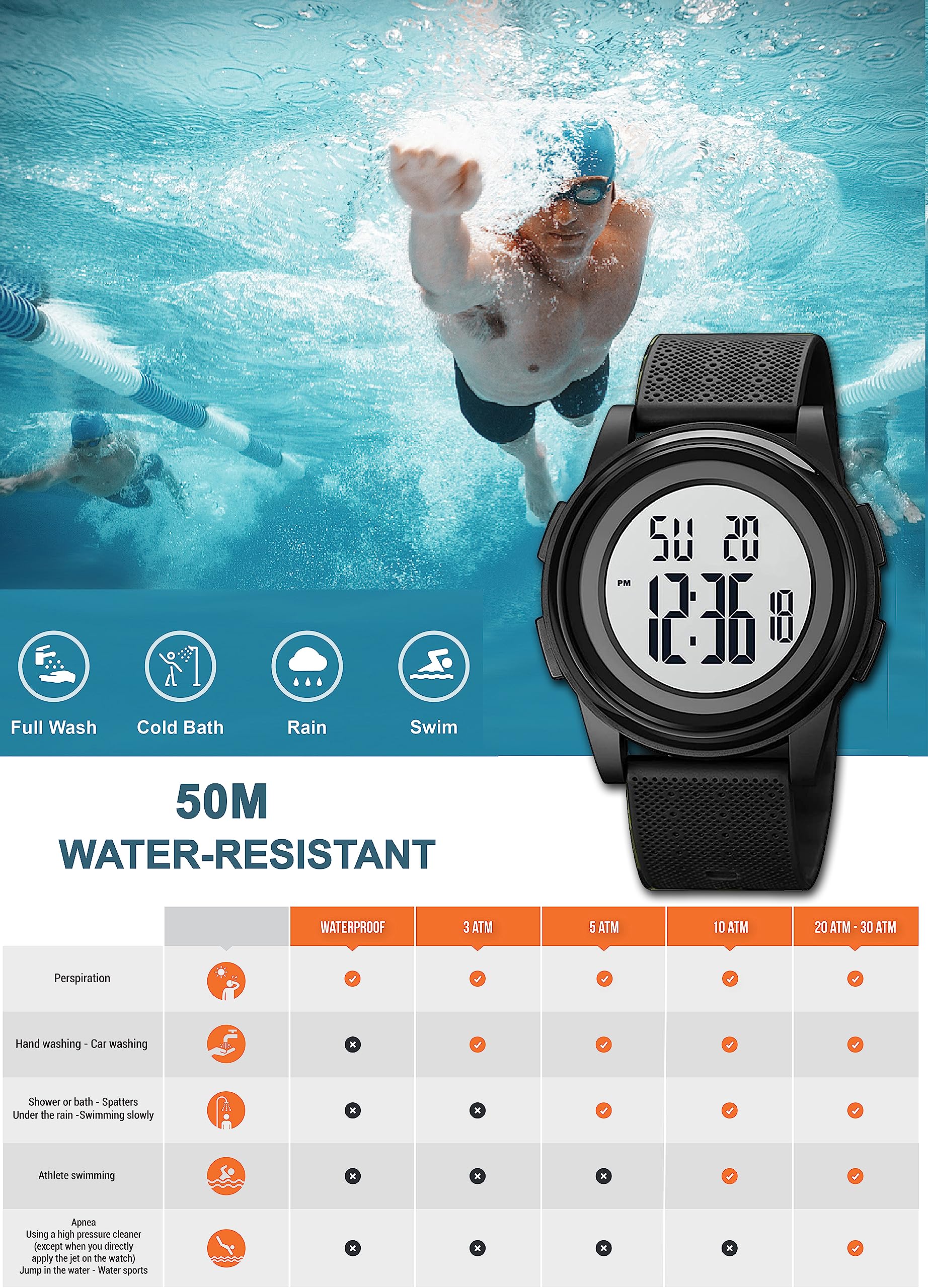 Foto 7 pulgar | Venta Internacional - Reloj Digital Sne Ultrafino E Impermeable Para Hombre 1206