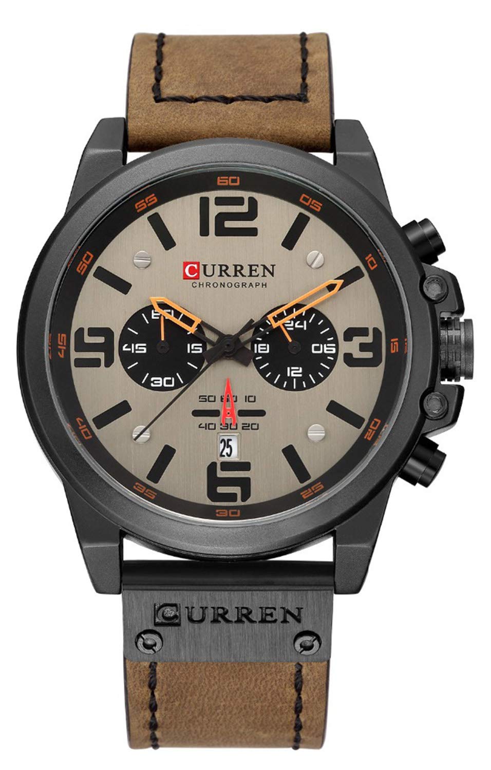 Venta Internacional - Reloj Curren Brown Chronograph, Tendencia De Moda Para Hombre