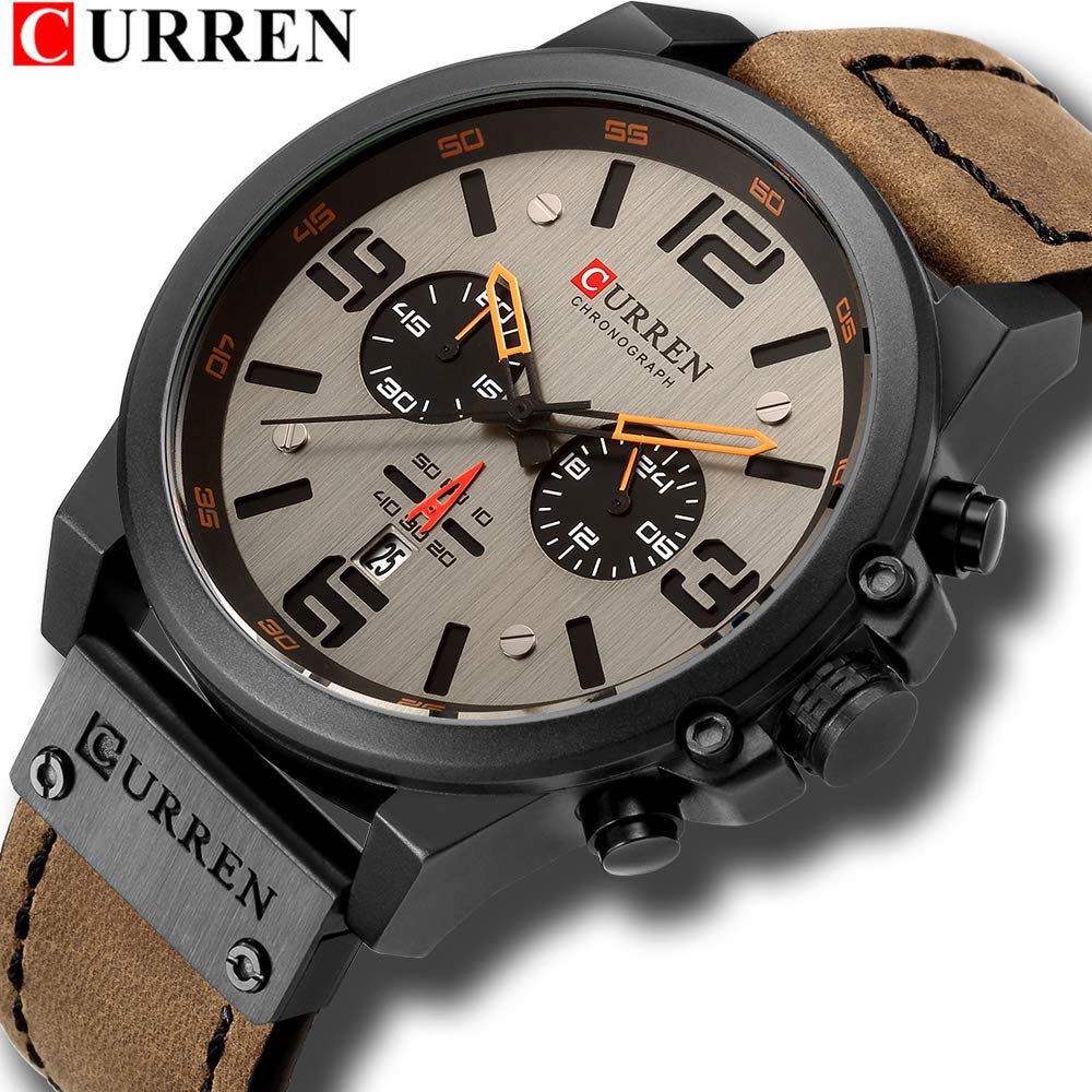 Foto 3 pulgar | Venta Internacional - Reloj Curren Brown Chronograph, Tendencia De Moda Para Hombre