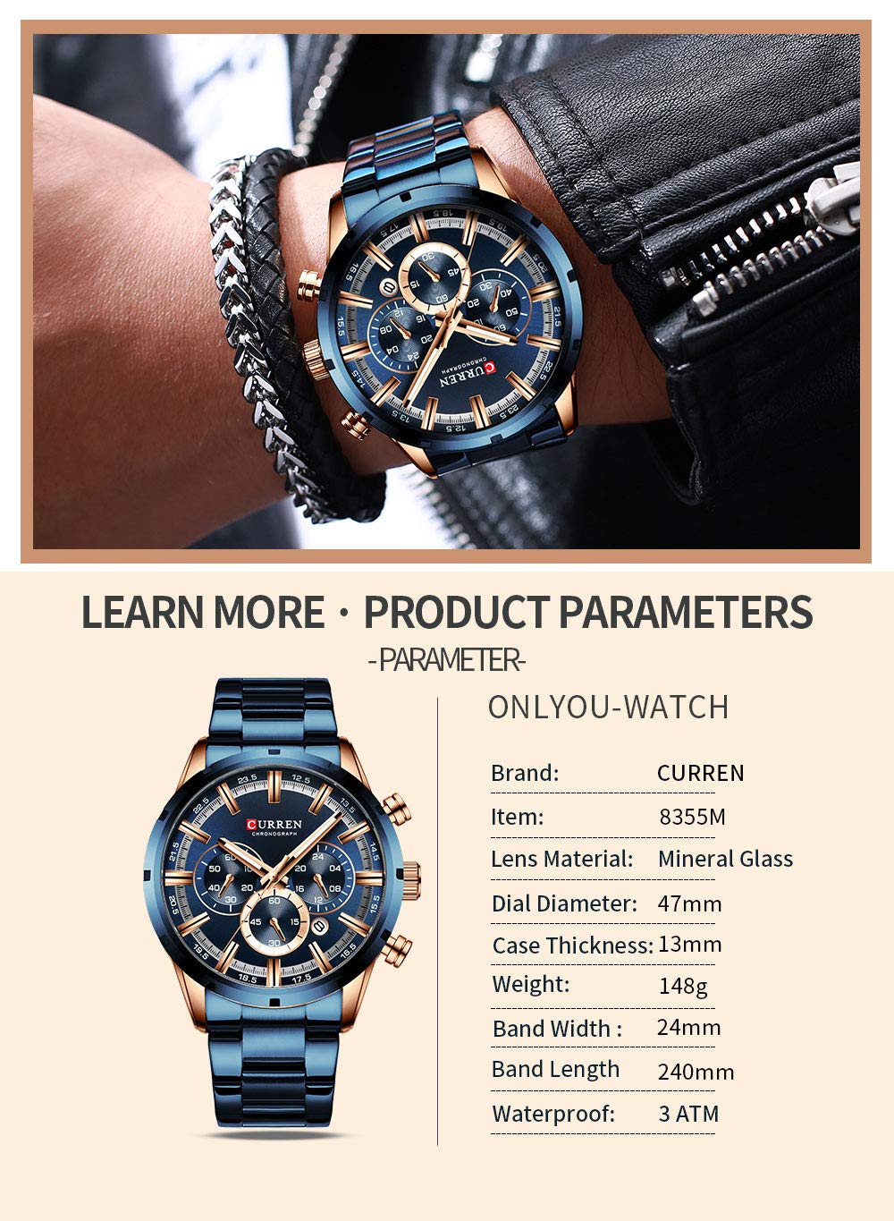 Foto 4 pulgar | Venta Internacional - Reloj Curren Sport Quartz Chronograph Para Hombre