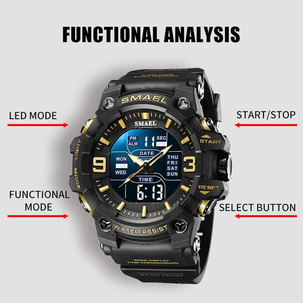 Foto 7 pulgar | Venta Internacional - Reloj Smael Con Alarma Led De Fecha, Impermeable, Militar, Para Hombre