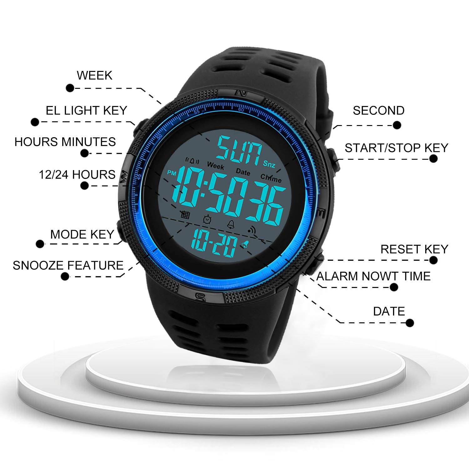 Foto 6 | Venta Internacional - Reloj Cofuo, Impermeable, Militar, Digital, Deportivo, Para Hombre, Azul