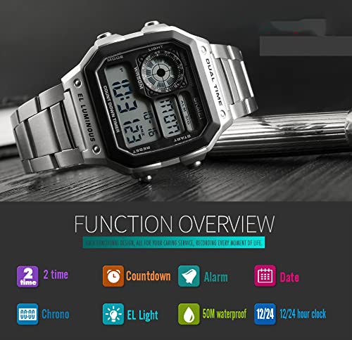 Foto 7 pulgar | Venta Internacional - Reloj Pasoy, Alarma Digital Multifunción De Doble Hora Para Hombre