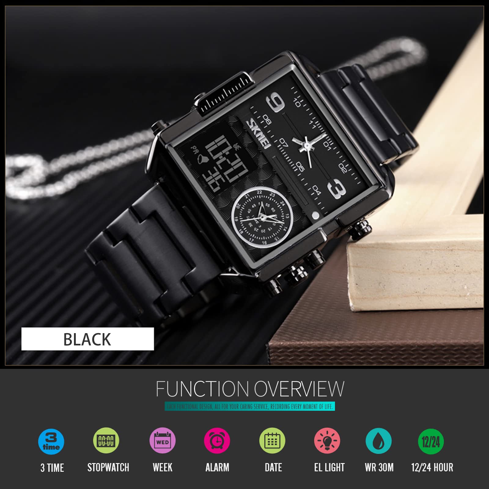 Foto 3 | Venta Internacional - Reloj Skmei Con Retroiluminación Cuadrada Deportiva Digital Para Hombre