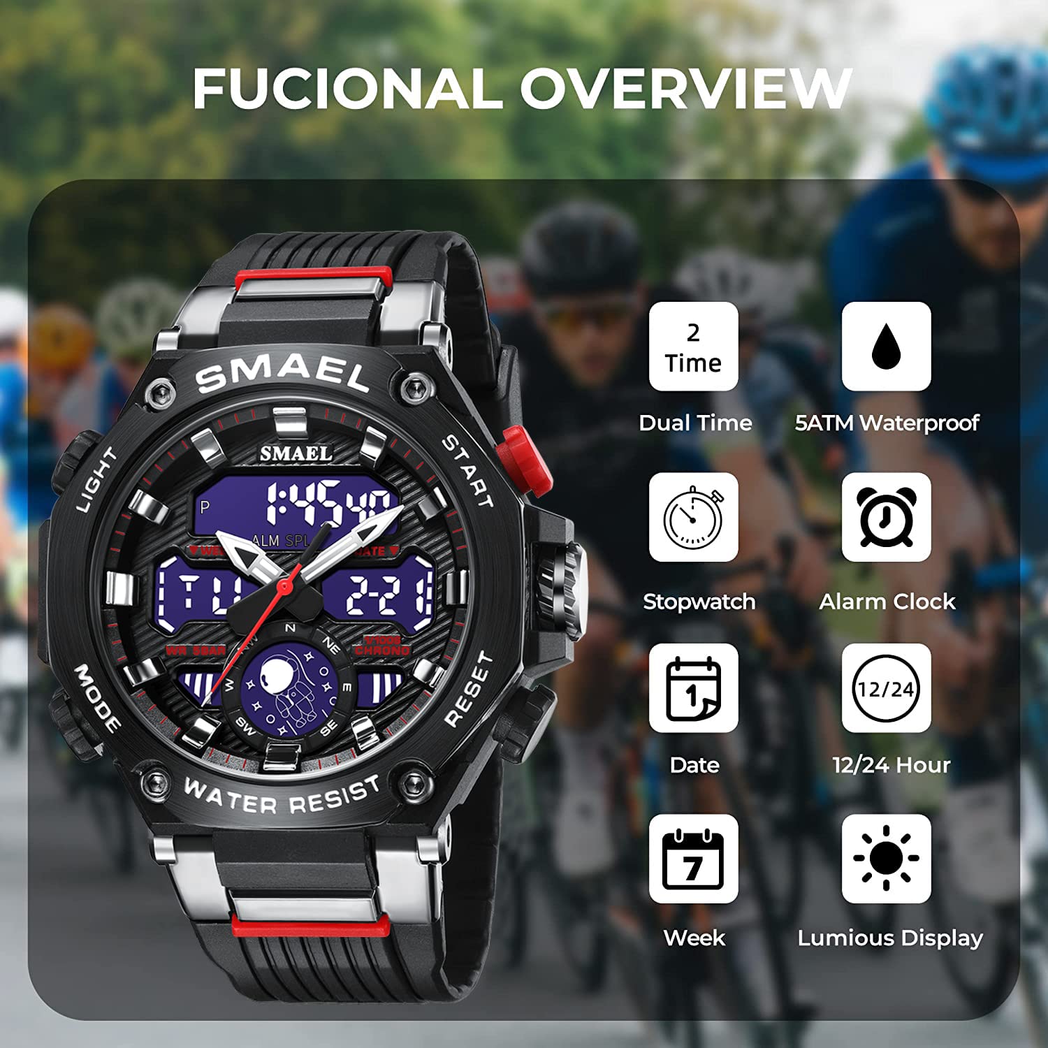 Foto 5 pulgar | Venta Internacional - Reloj Deportivo Smael 8069 Led Impermeable Para Hombre