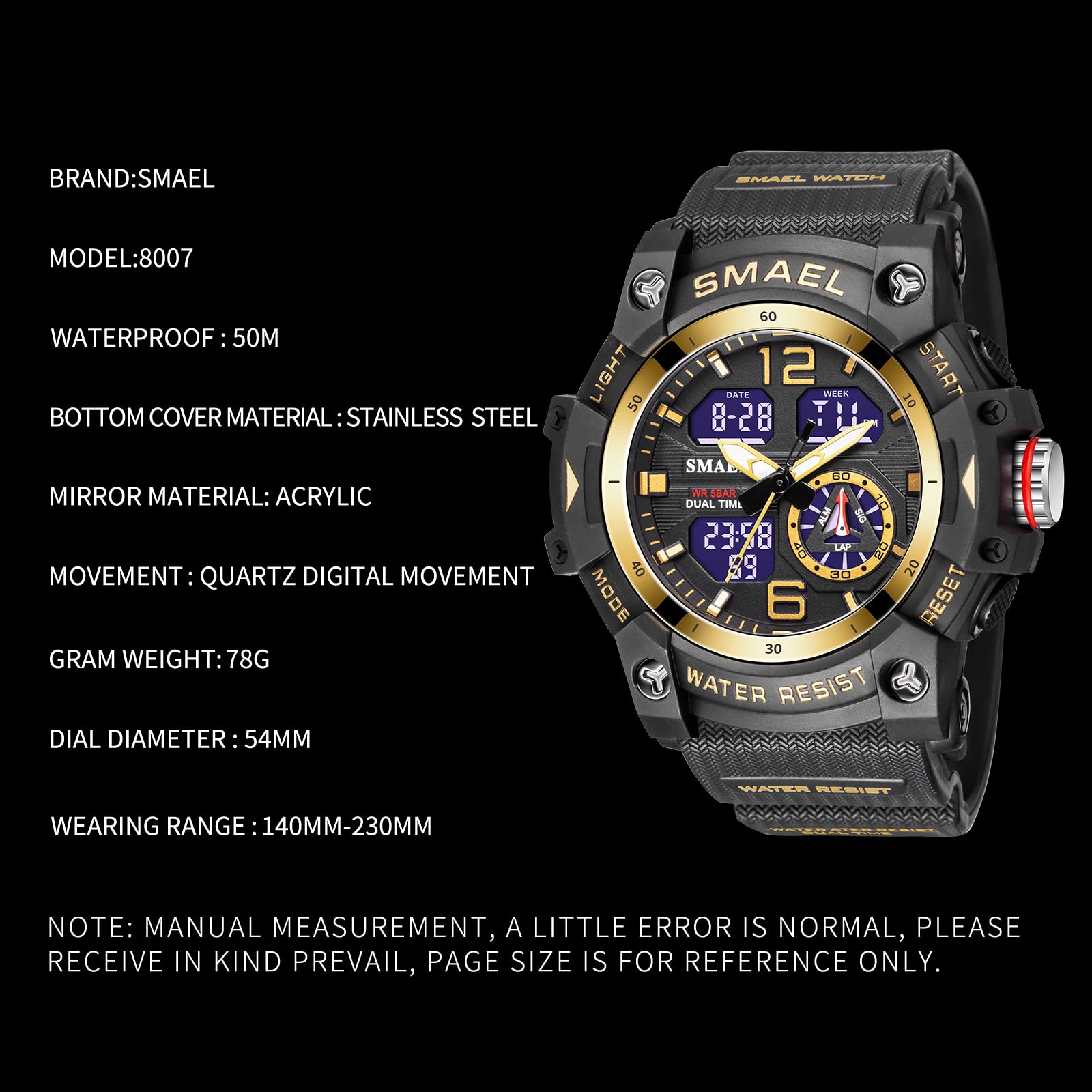 Foto 7 pulgar | Venta Internacional - Reloj Deportivo Smael 8007 De Cuarzo Digital Con Doble Movimiento Para Hombre