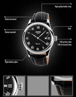Foto 3 | Venta Internacional - Reloj Mastop De Cuarzo Con Números Romanos Para Hombre, Casuales, De Negocios