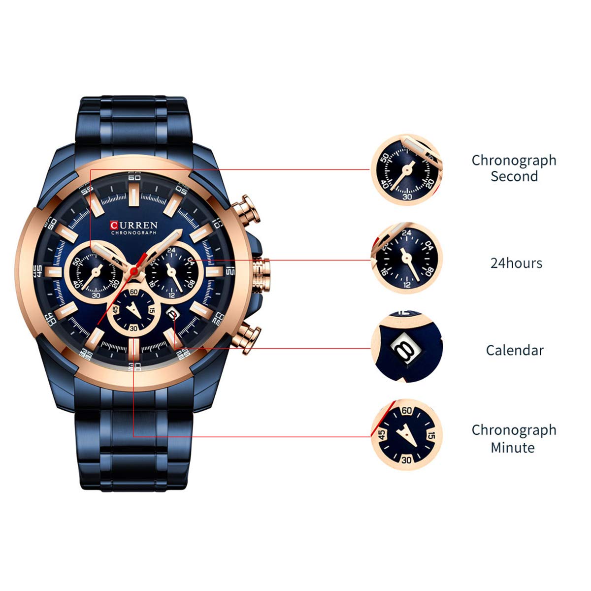 Foto 9 pulgar | Venta Internacional - Reloj De Pulsera Janhiny 8361 Quartz Para Hombre Con Cronógrafo 3atm
