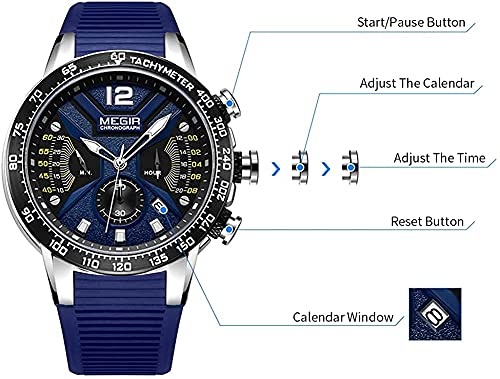 Foto 6 pulgar | Venta Internacional - Reloj Megir Sports Chronograph De Cuarzo Impermeable Para Hombre