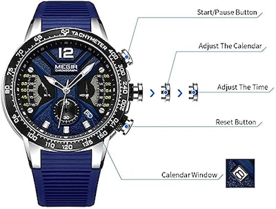 Foto 5 | Venta Internacional - Reloj Megir Sports Chronograph De Cuarzo Impermeable Para Hombre