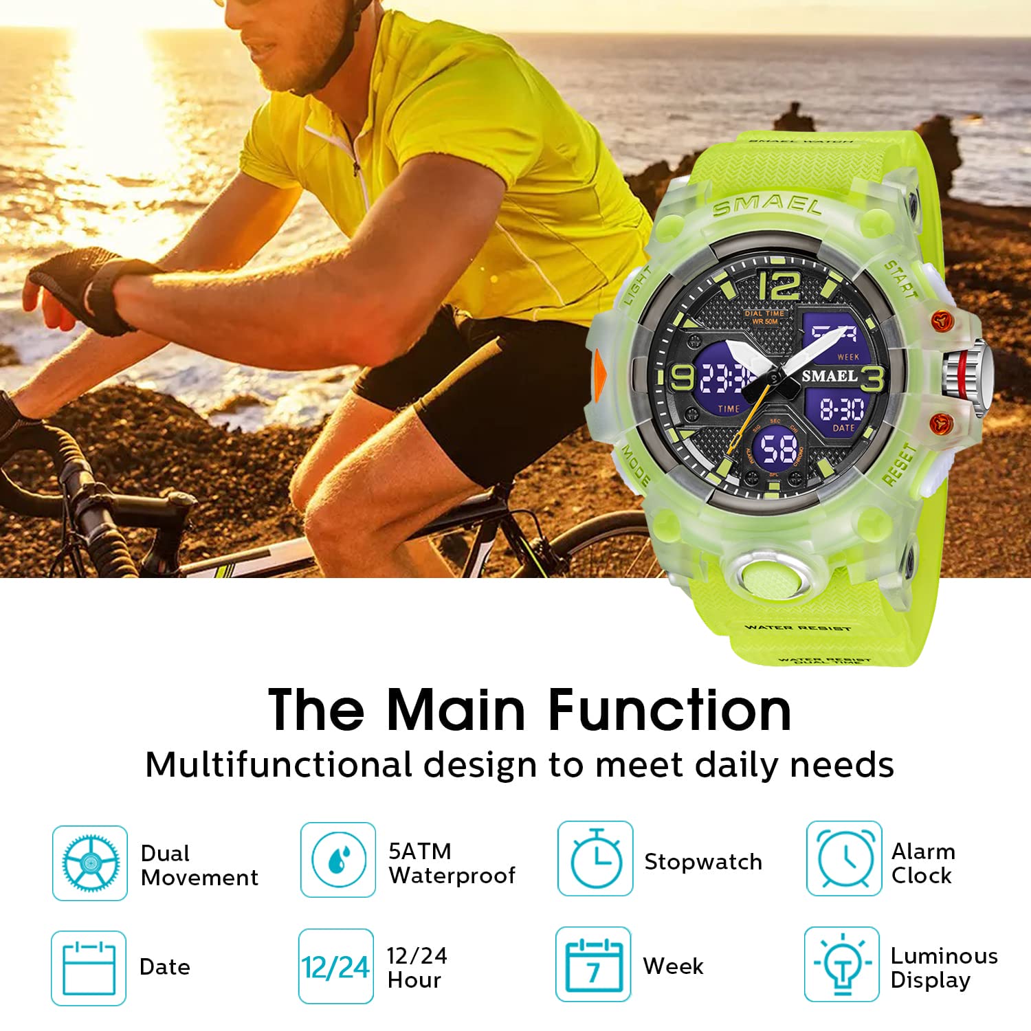 Foto 4 pulgar | Venta Internacional - Reloj Digital Smael 8008 Con Alarma Led Impermeable Para Hombre