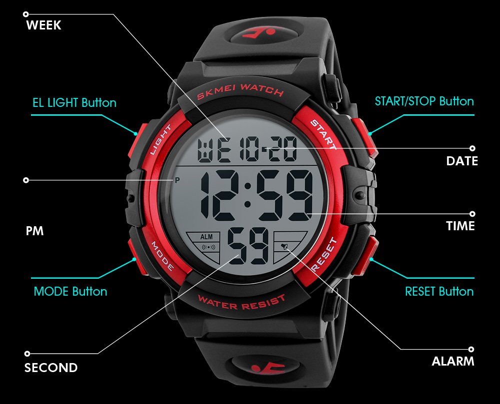 Foto 7 pulgar | Venta Internacional - Reloj Fanmis Para Hombre, Con Cara Grande, Digital, Deportivo, 50 M, Resistente Al Agua, Color Ro