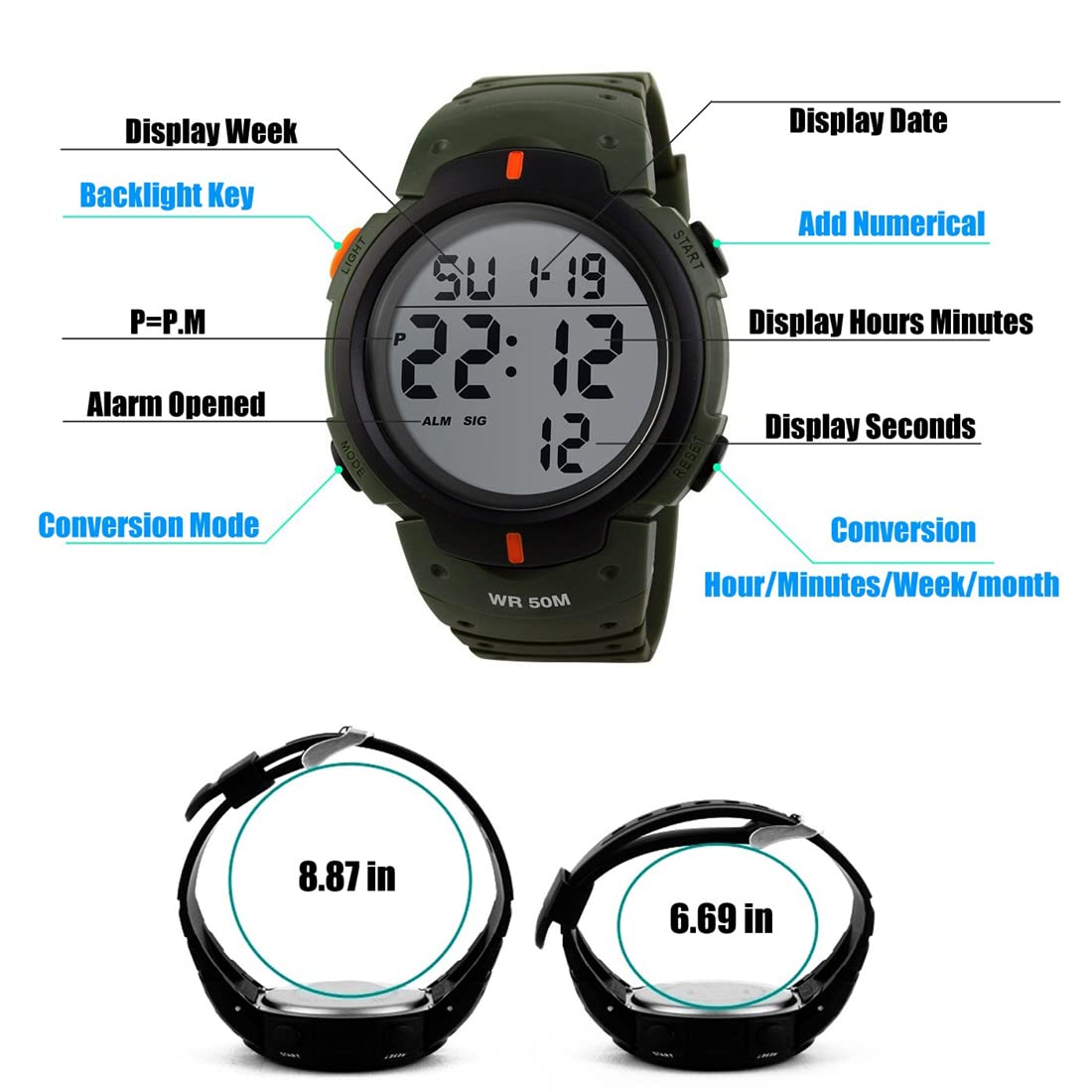 Foto 5 pulgar | Venta Internacional - Reloj Led Deportivo Digital Electrónico Impermeable Tonshen Para Hombre
