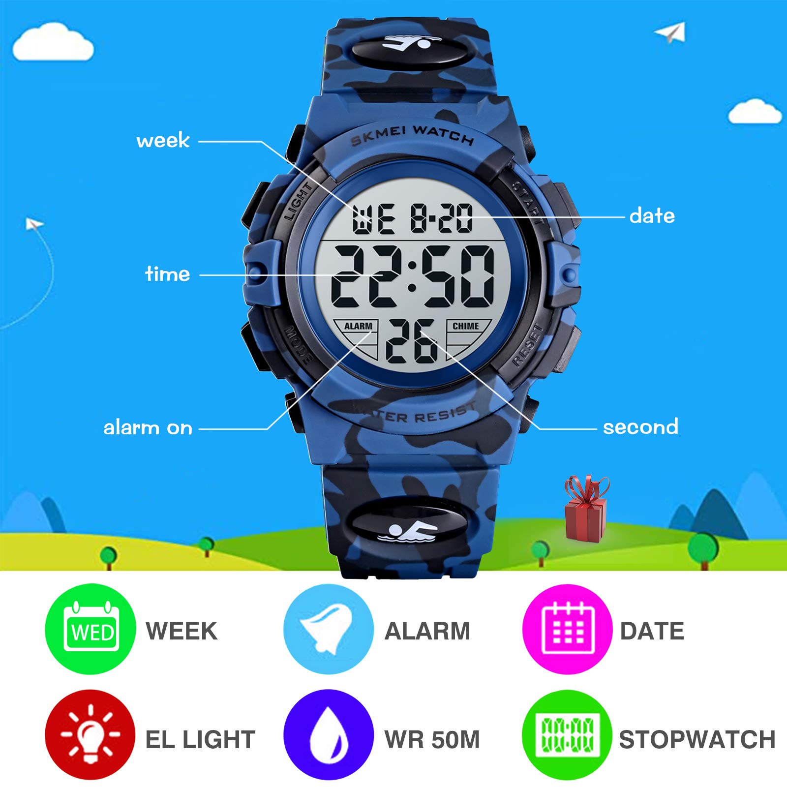 Foto 4 pulgar | Venta Internacional - Reloj Skmei Kids Digital Con Retroiluminación Led Impermeable De 50 M