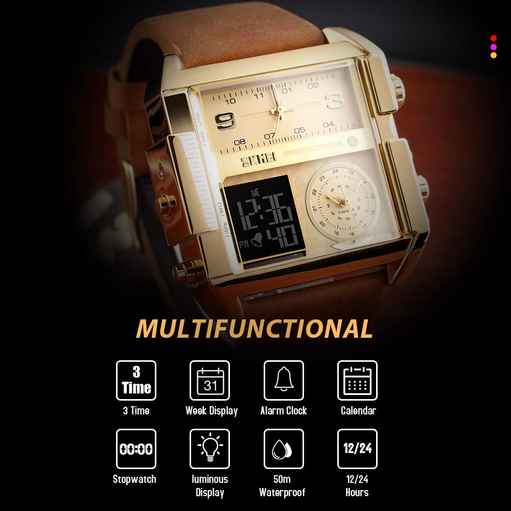 Foto 3 pulgar | Venta Internacional - Reloj De Pulsera Skmei Led Cuadrado De Esfera Grande Analógico De Cuarzo Para Mí