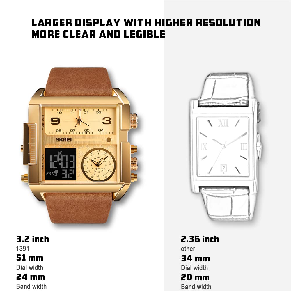 Foto 4 pulgar | Venta Internacional - Reloj De Pulsera Skmei Led Cuadrado De Esfera Grande Analógico De Cuarzo Para Mí