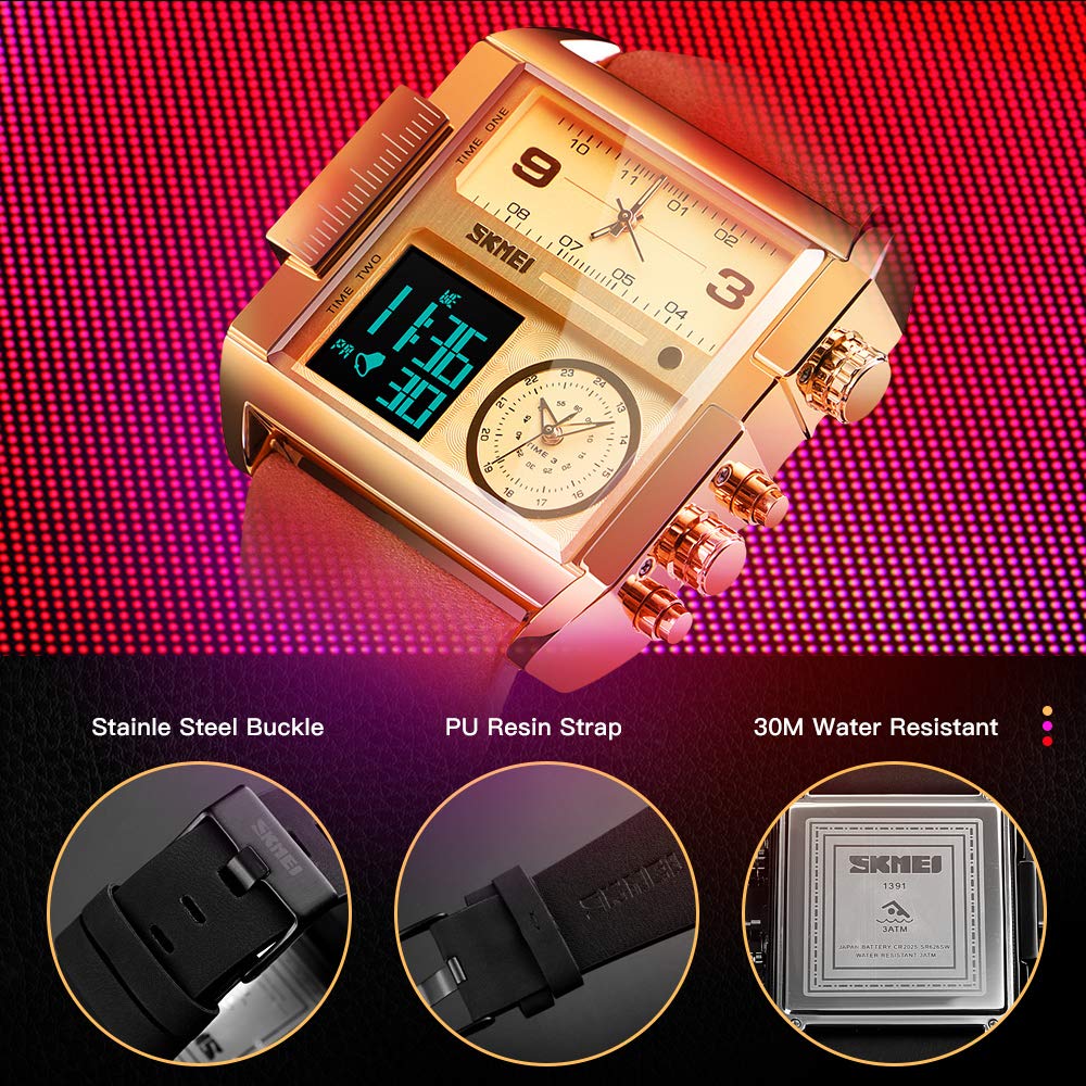 Foto 7 pulgar | Venta Internacional - Reloj De Pulsera Skmei Led Cuadrado De Esfera Grande Analógico De Cuarzo Para Mí