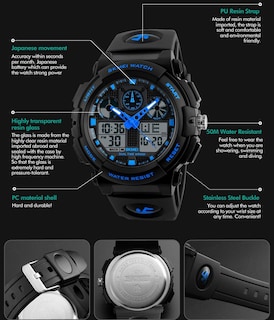 Foto 6 | Venta Internacional - Reloj Gosasa Shock Para Hombre, Para Deportes Al Aire Libre, Led De Doble Hora, 50 M