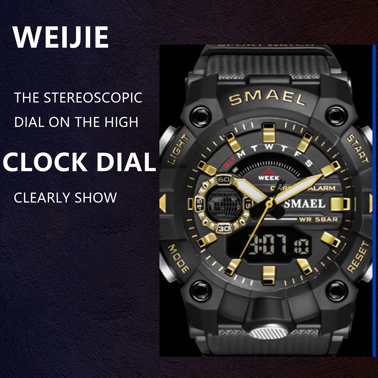 Foto 4 | Venta Internacional - Reloj Deportivo Weijie Digital Para Hombre, Resistente Al Agua, 50 M