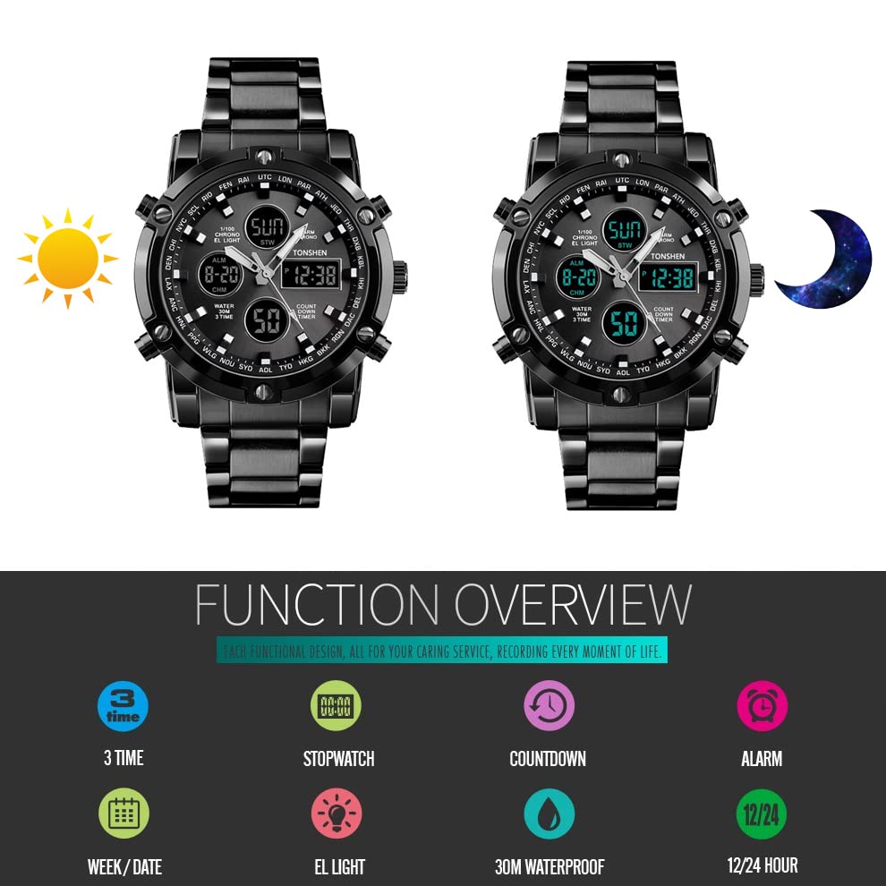 Foto 6 pulgar | Venta Internacional - Reloj Deportivo Tonshen Digital Analógico De Cuarzo Led Para Hombre