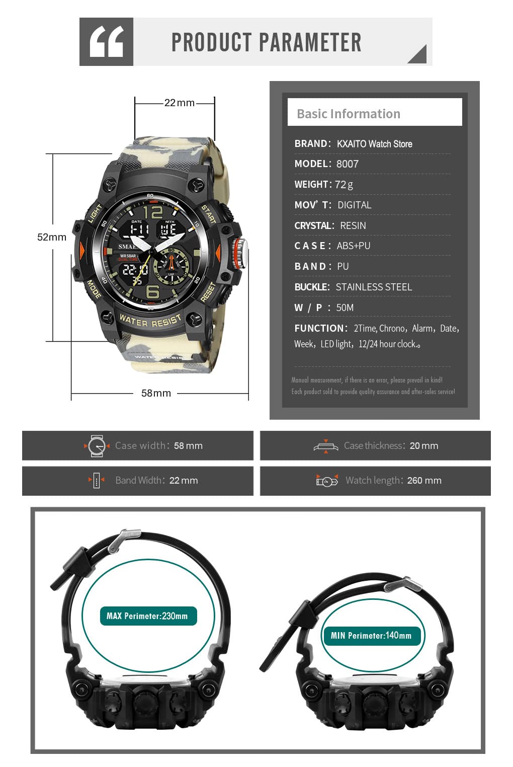 Foto 4 | Venta Internacional - Reloj Deportivo Kxaito 8007 Militar LED Impermeable para Hombre
