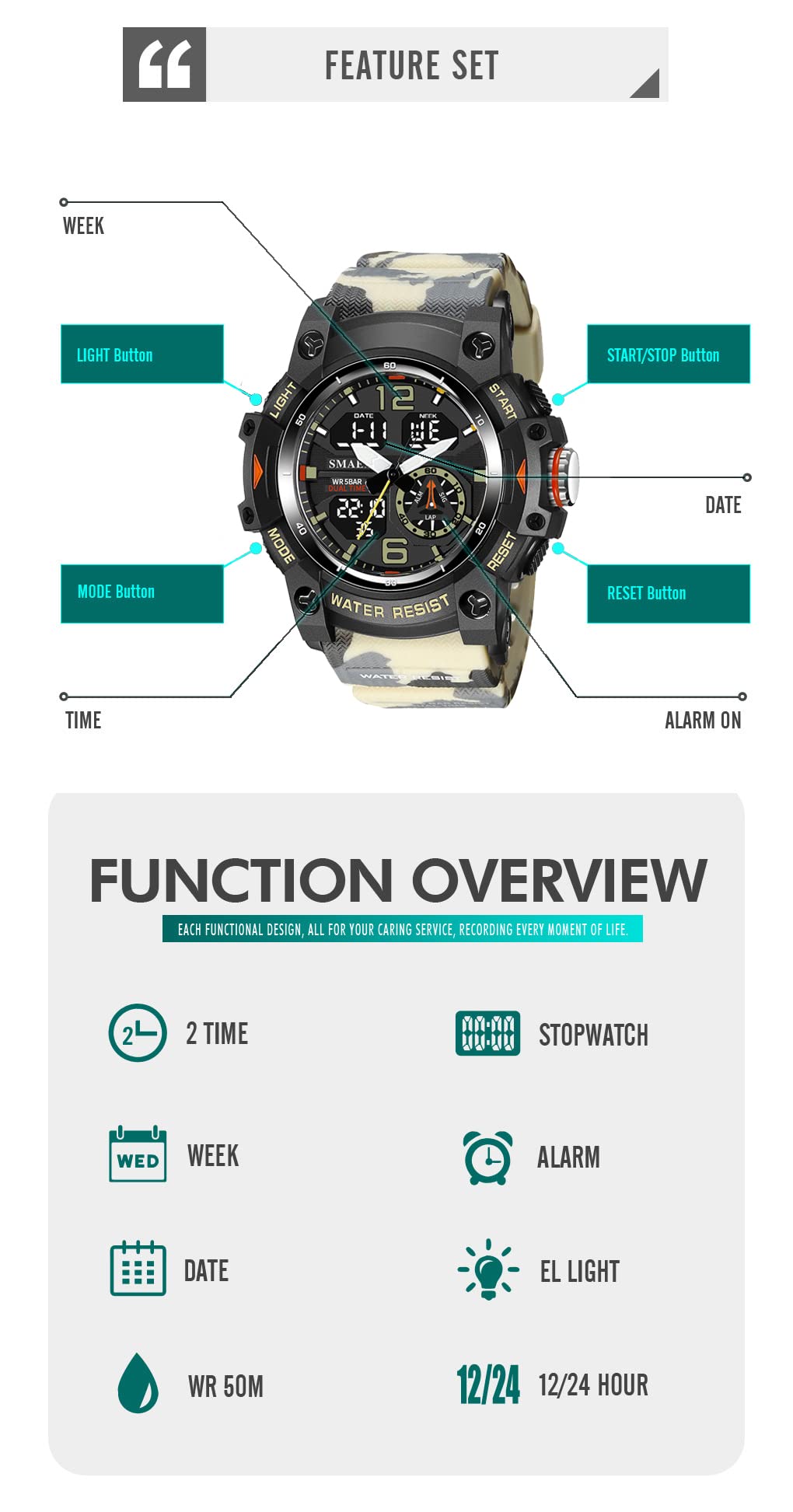 Foto 6 pulgar | Venta Internacional - Reloj Deportivo Kxaito 8007 Militar LED Impermeable para Hombre