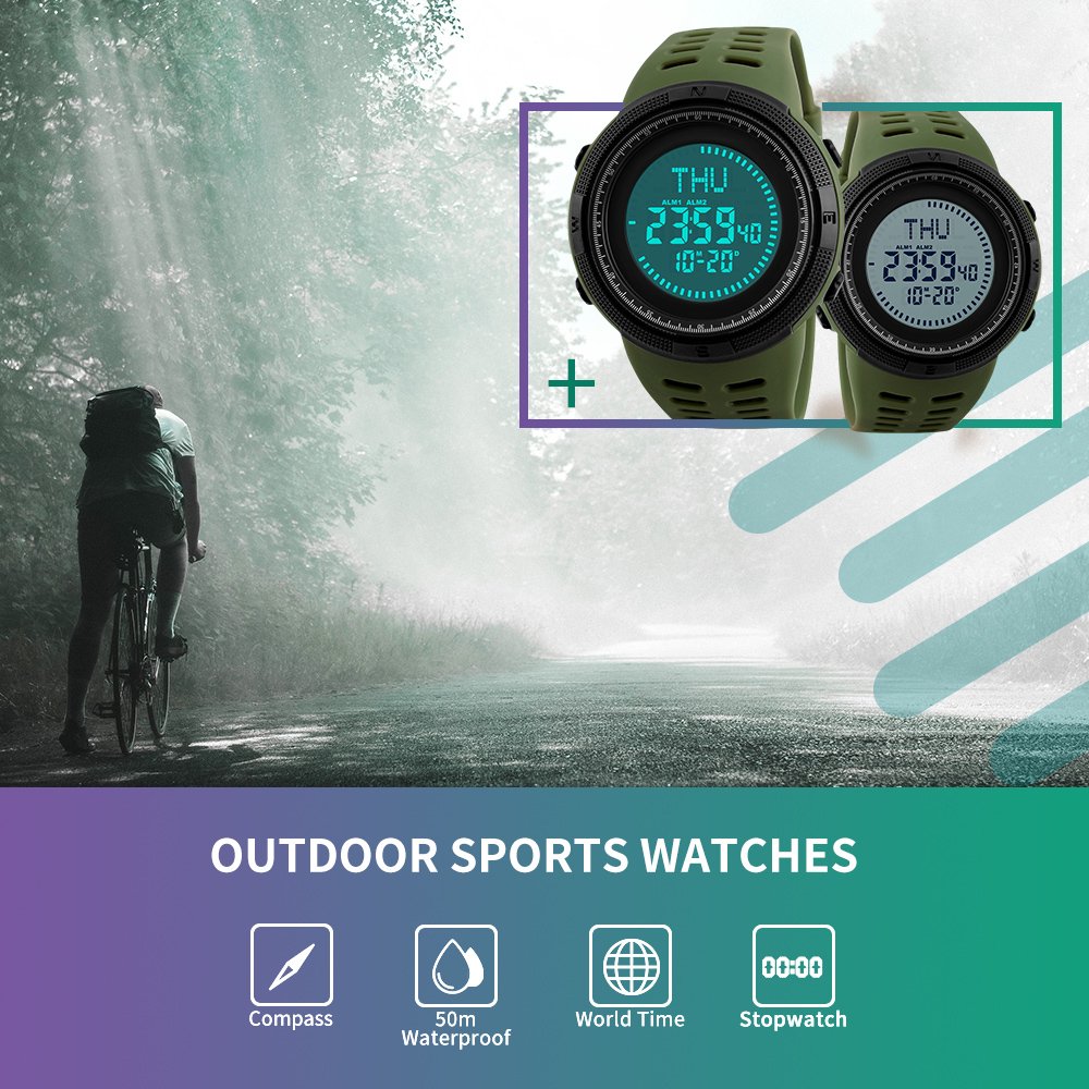 Foto 3 | Venta Internacional - Reloj Digital Skmei 1254 Brújula Con Cronómetro, 50 M, Resistente Al Agua