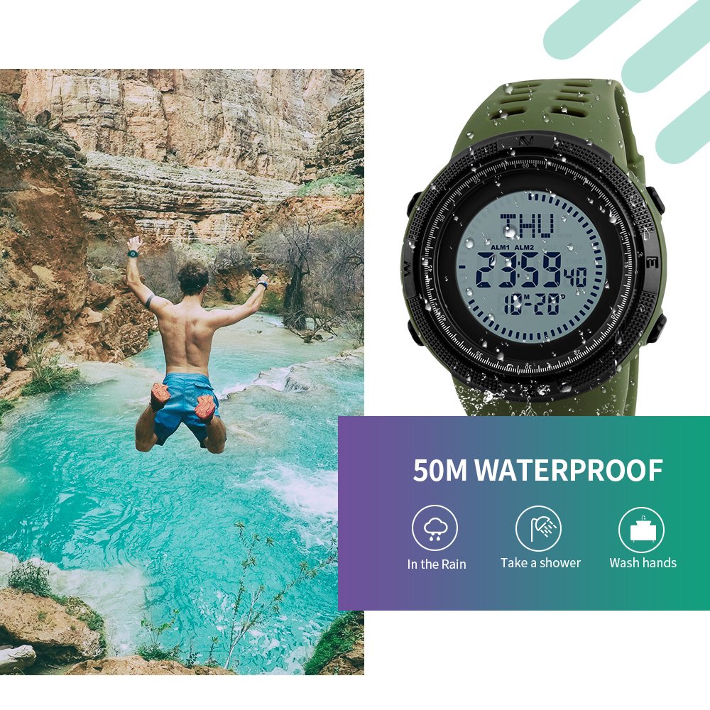 Foto 6 pulgar | Venta Internacional - Reloj Digital Skmei 1254 Brújula Con Cronómetro, 50 M, Resistente Al Agua