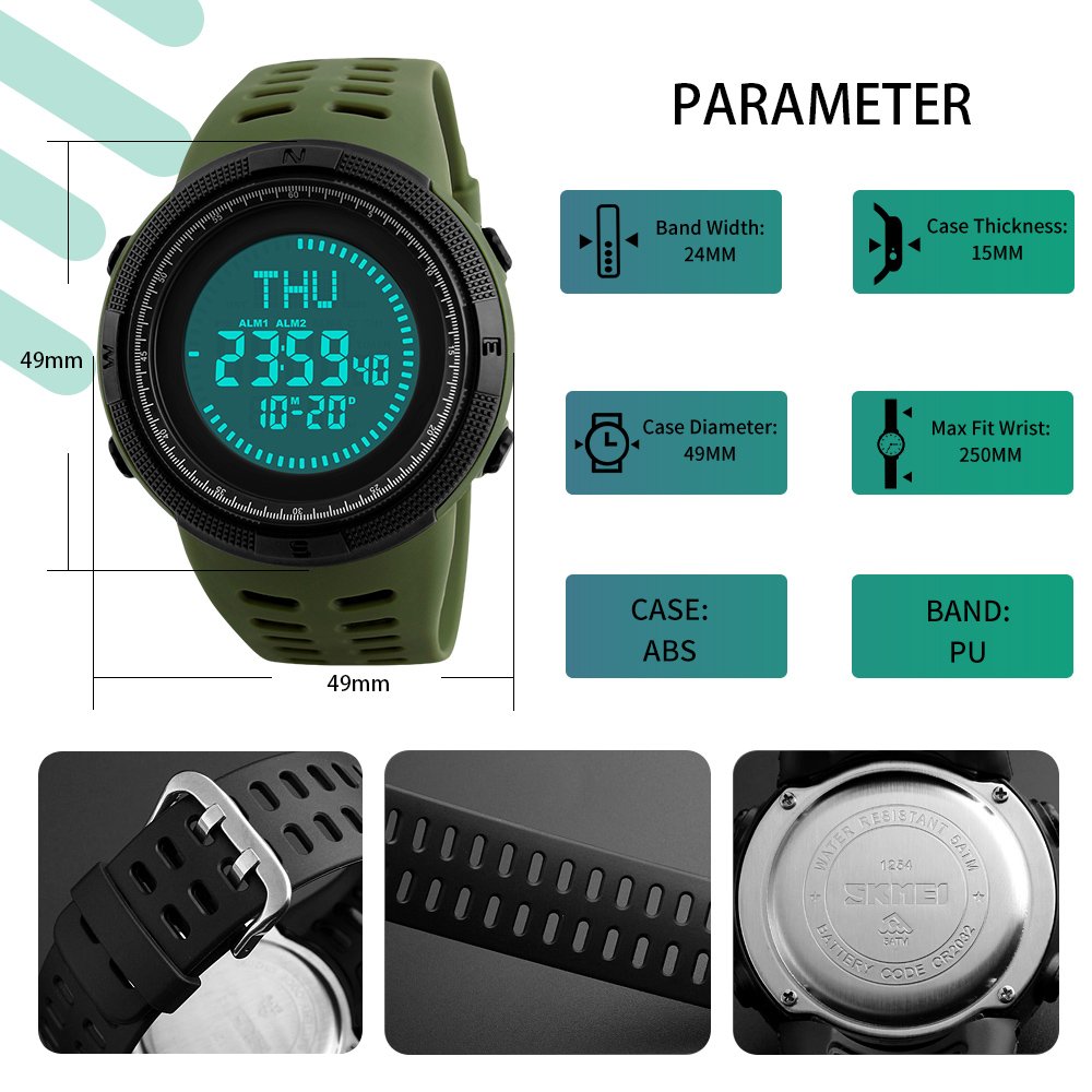 Foto 7 | Venta Internacional - Reloj Digital Skmei 1254 Brújula Con Cronómetro, 50 M, Resistente Al Agua