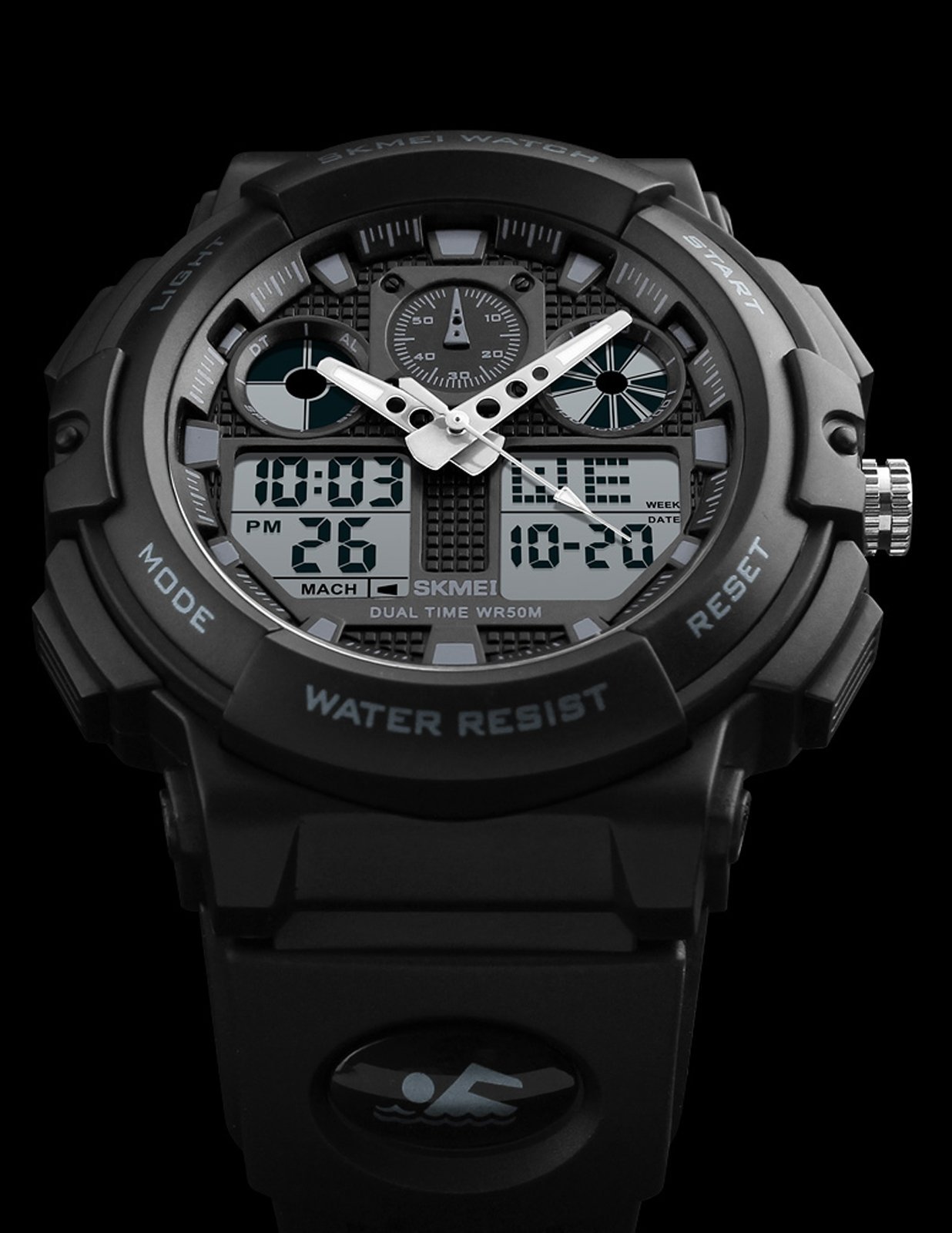 Foto 5 pulgar | Venta Internacional - Reloj Skmei Para Hombre, Led Blanco Y Negro, Impermeable, Deportivo, Militar