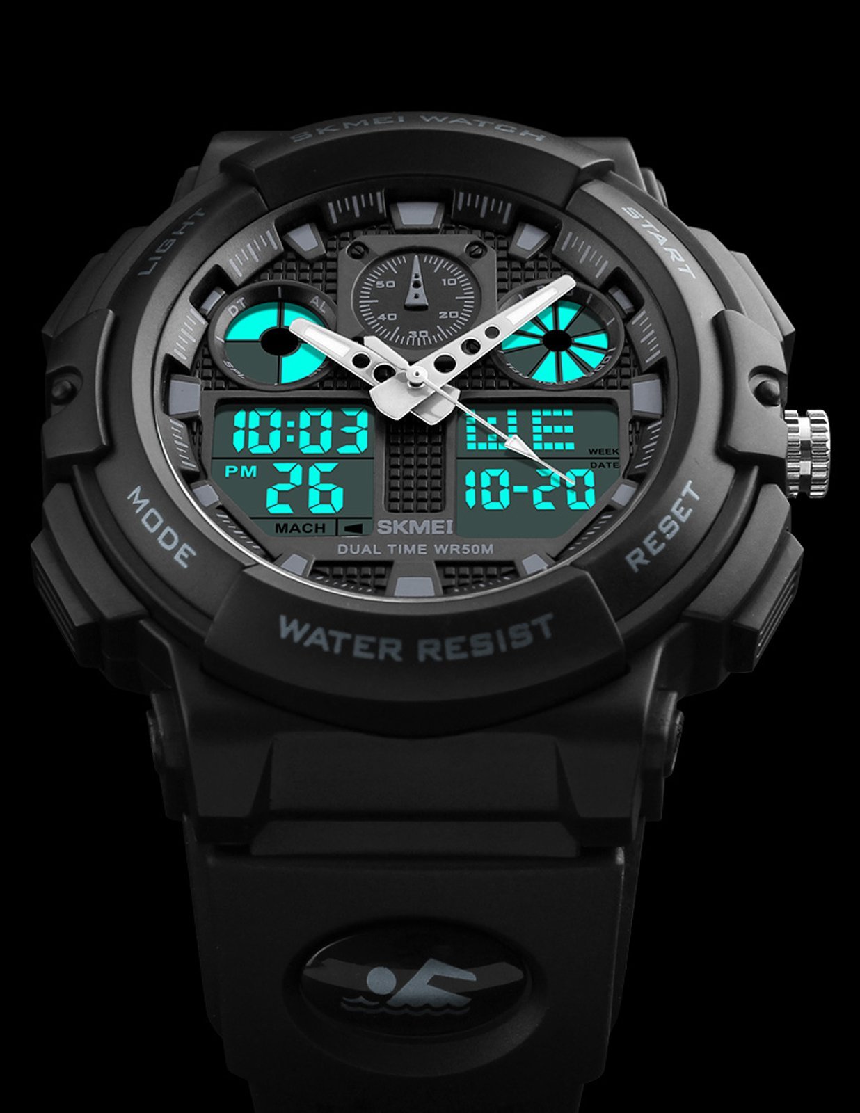 Foto 6 pulgar | Venta Internacional - Reloj Skmei Para Hombre, Led Blanco Y Negro, Impermeable, Deportivo, Militar