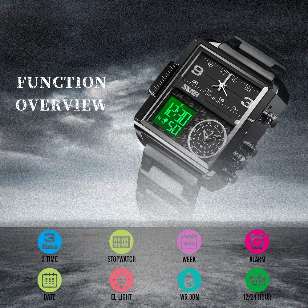 Foto 6 pulgar | Venta Internacional - Reloj Skmei, Correa Digital De Cuero Militar Impermeable Para Hombre