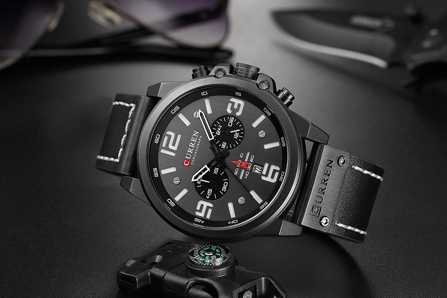 Foto 4 pulgar | Venta Internacional - Reloj Militar Caowtan Con Correa De Piel Analógica De Cuarzo Para Hombre