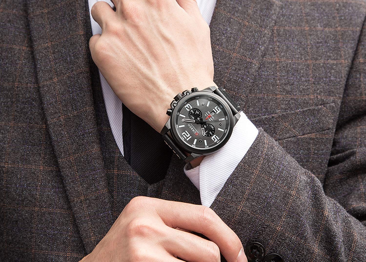 Foto 5 pulgar | Venta Internacional - Reloj Militar Caowtan Con Correa De Piel Analógica De Cuarzo Para Hombre