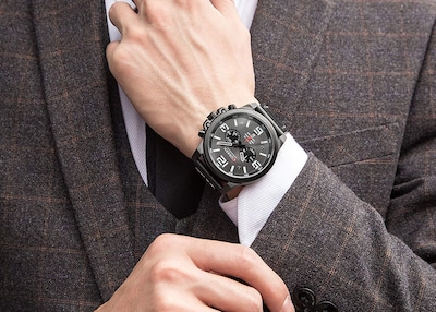 Foto 4 | Venta Internacional - Reloj Militar Caowtan Con Correa De Piel Analógica De Cuarzo Para Hombre