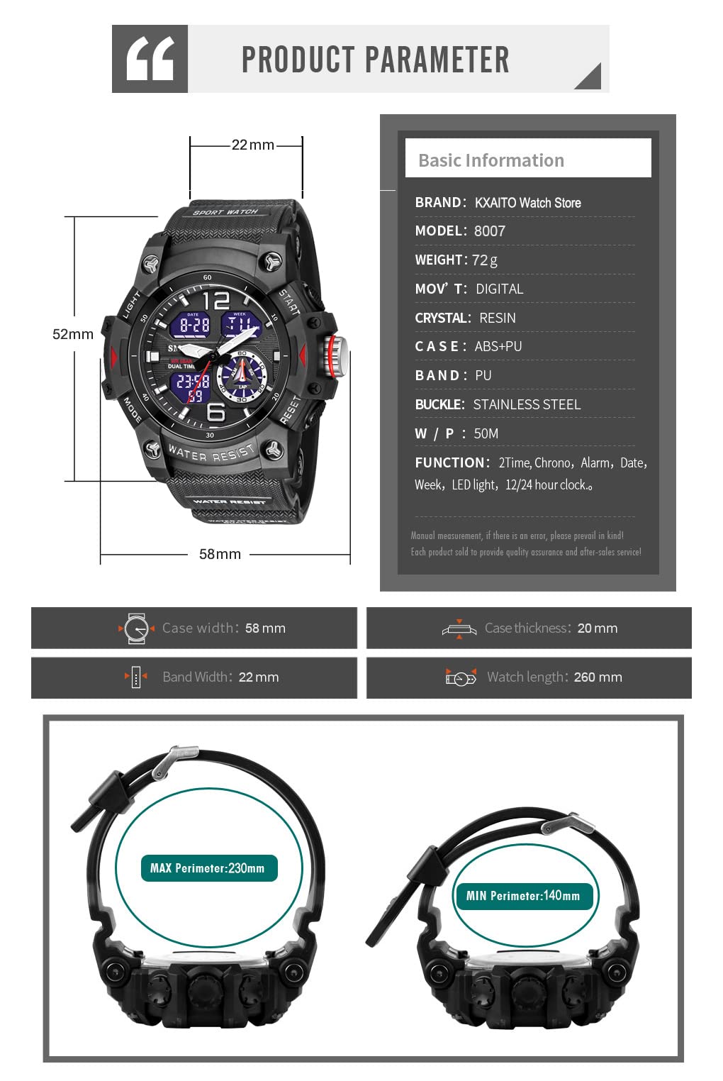 Foto 4 pulgar | Venta Internacional - Reloj Deportivo Kxaito 8007 Led Impermeable para Hombre