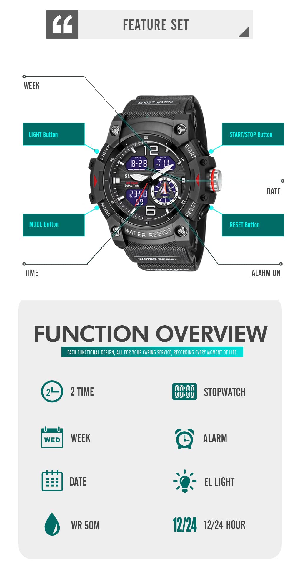 Foto 5 pulgar | Venta Internacional - Reloj Deportivo Kxaito 8007 Led Impermeable para Hombre