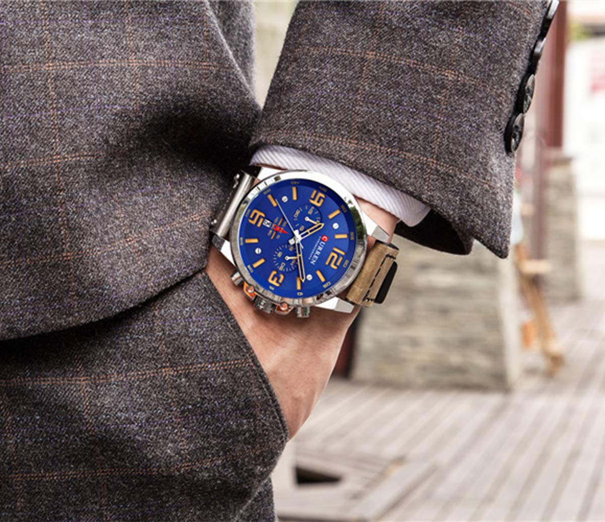 Foto 4 pulgar | Venta Internacional - Reloj Mastop Con Correa De Piel De Lujo Para Hombre, Funda De 45 Mm