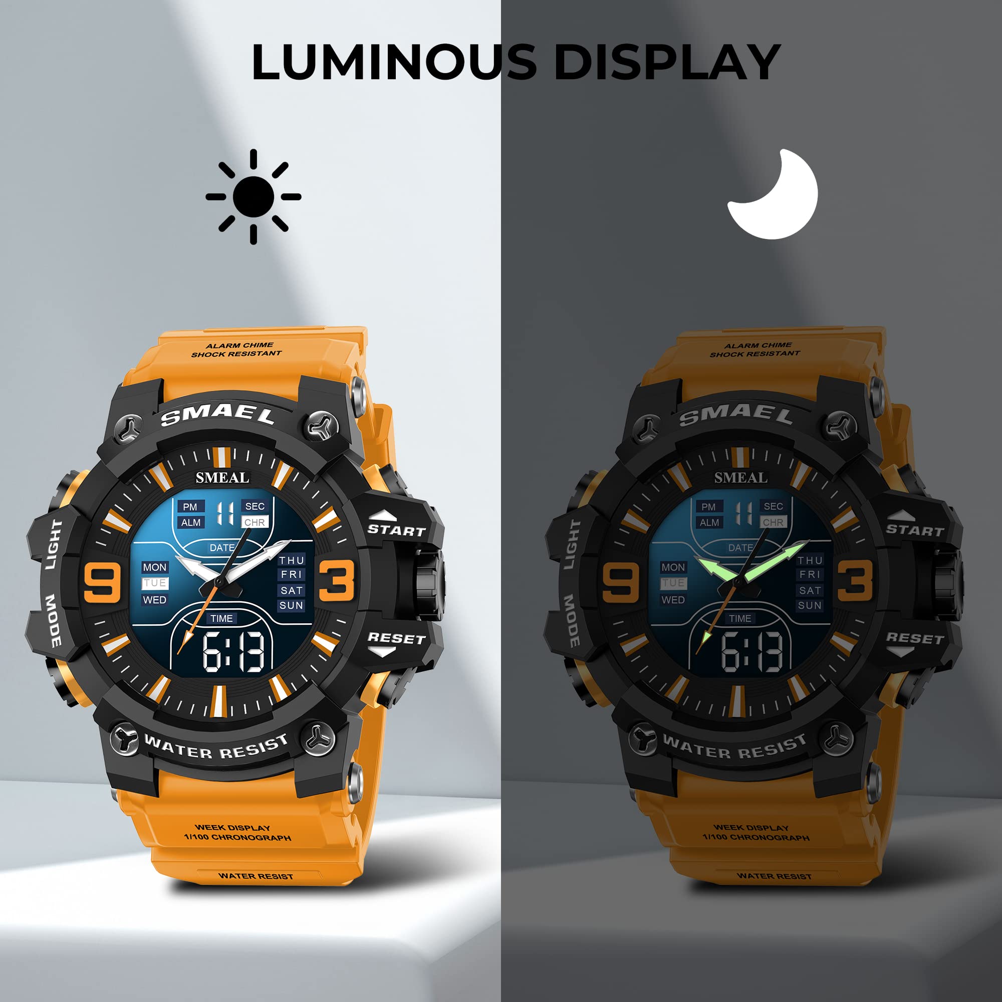 Foto 7 pulgar | Venta Internacional - Reloj Deportivo Militar Impermeable para Hombre con Doble Esfera y Cronógrafo
