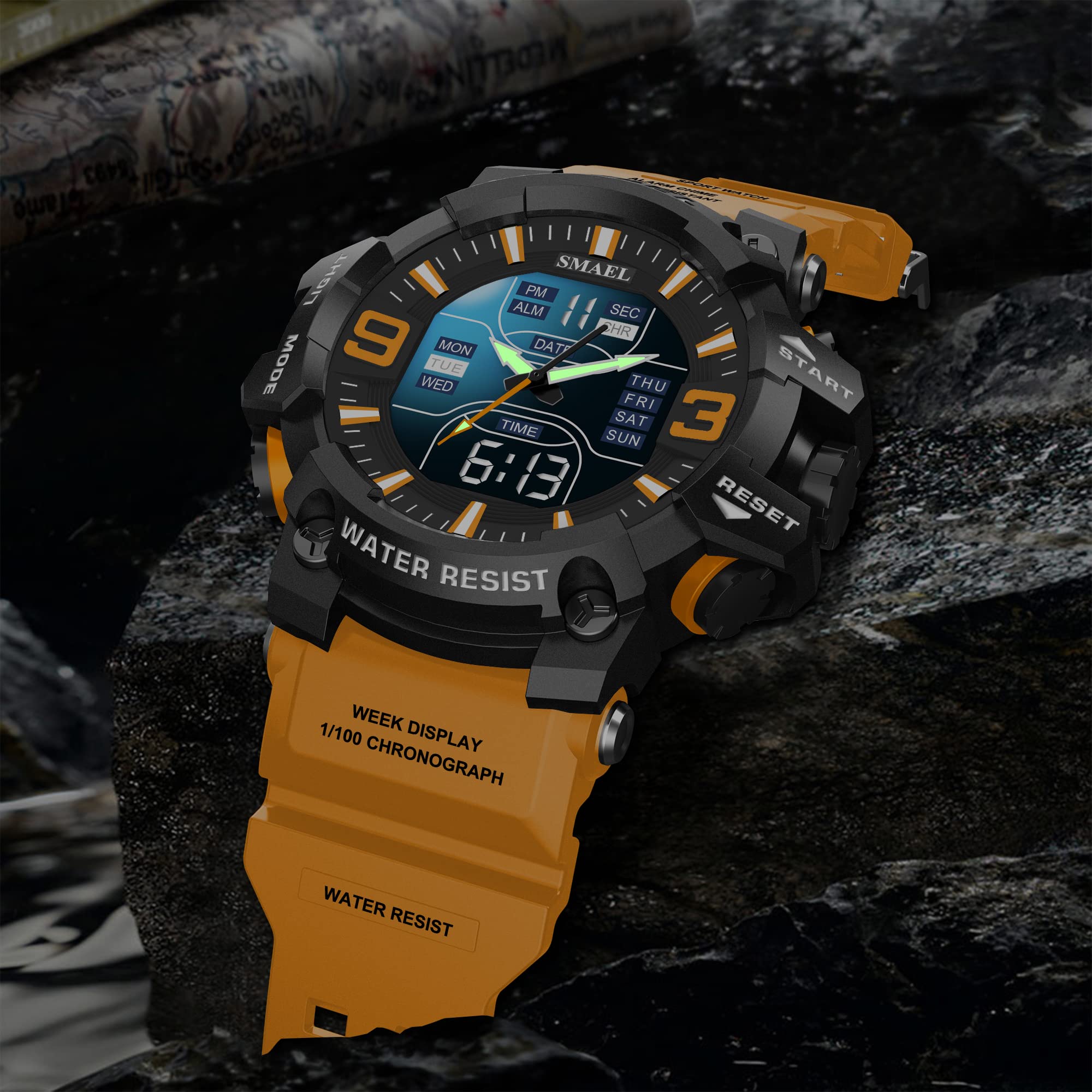 Foto 9 pulgar | Venta Internacional - Reloj Deportivo Militar Impermeable para Hombre con Doble Esfera y Cronógrafo