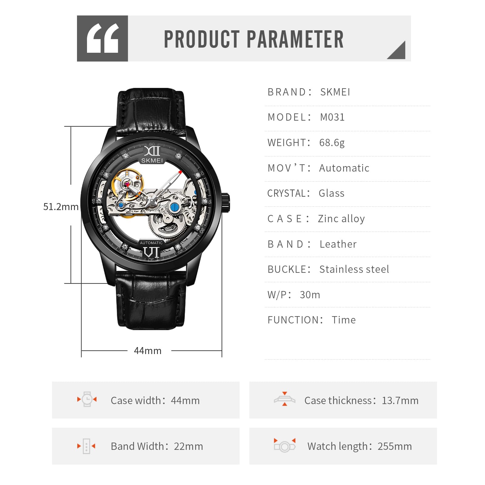 Foto 6 | Venta Internacional - Reloj De Pulsera Analógico Ultradelgado Y Resistente Al Agua Skmei Para Hombre