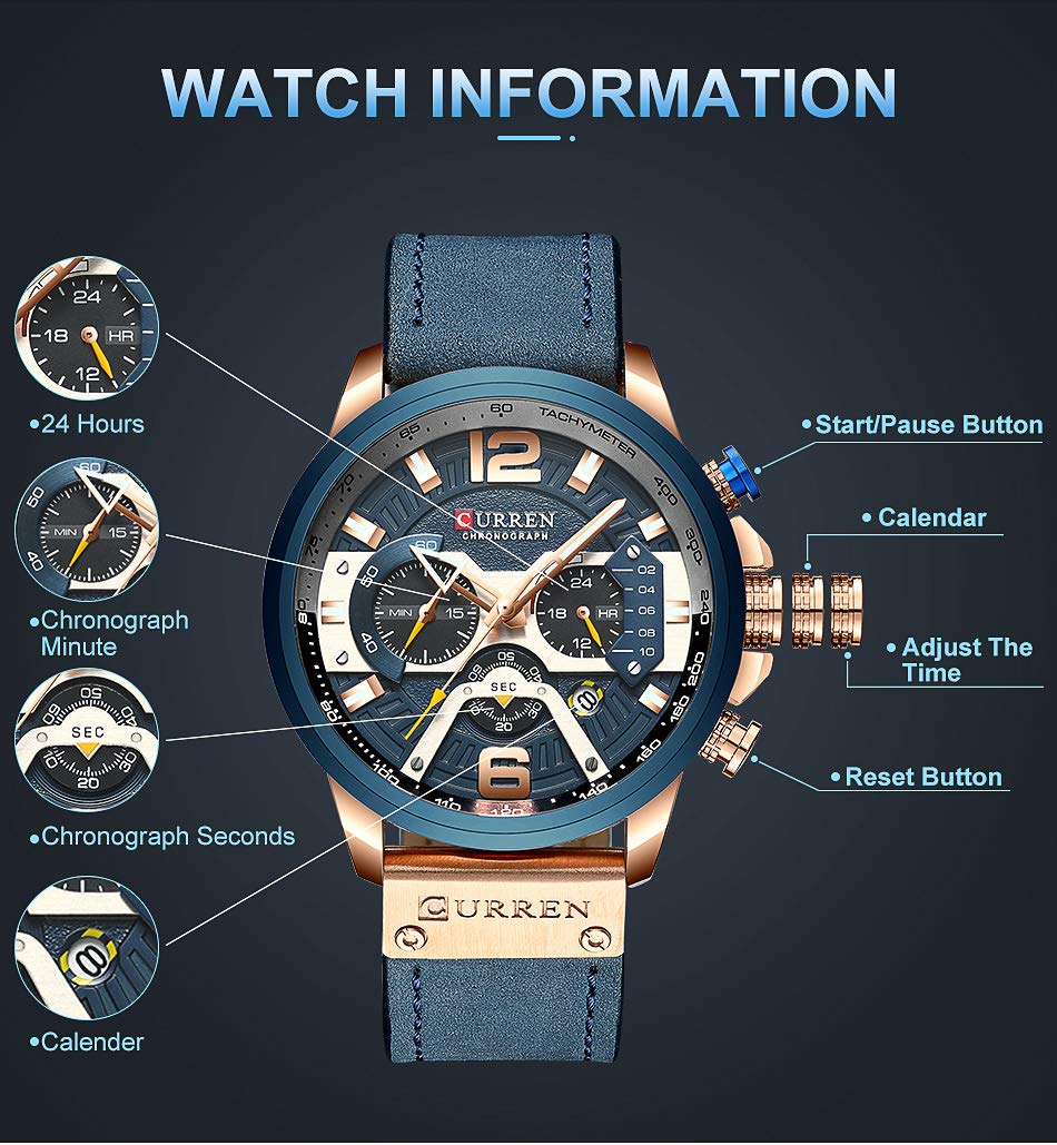 Foto 8 pulgar | Venta Internacional - Reloj Caowtan Fashion Military Para Hombre Con Correa De Piel Analógica