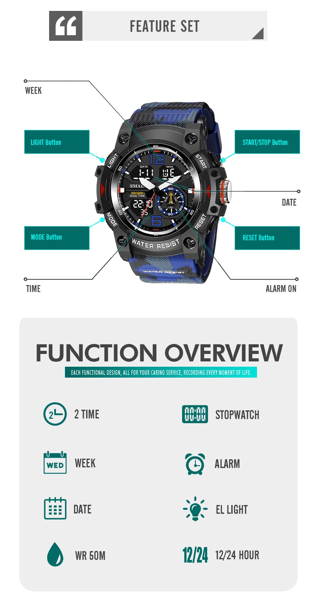 Foto 6 pulgar | Venta Internacional - Reloj Deportivo Kxaito 8007 con Cronómetro LED Impermeable para Hombre