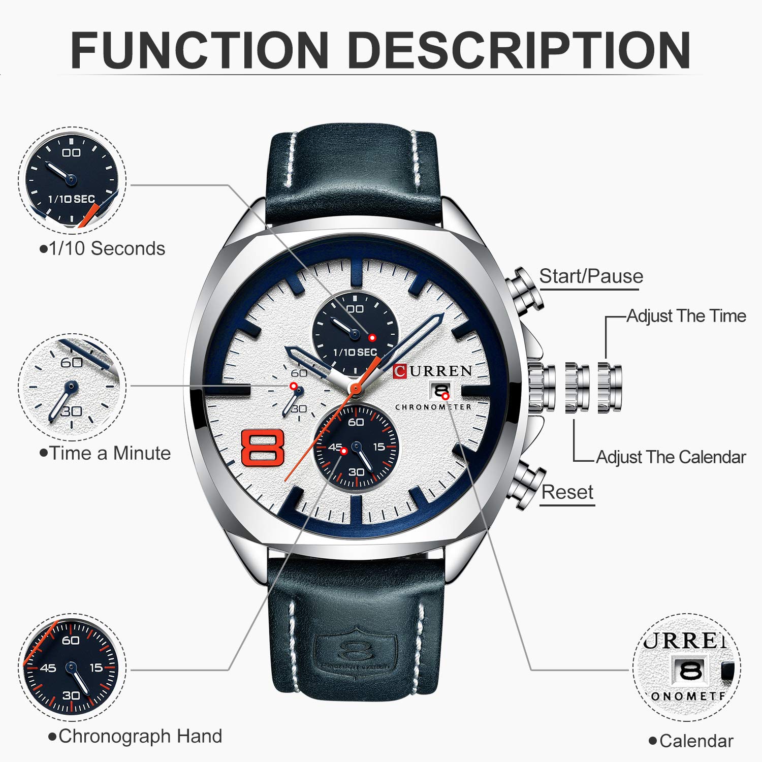 Foto 4 | Venta Internacional - Reloj Timewheel Fashion Blue Chronograph Para Hombre