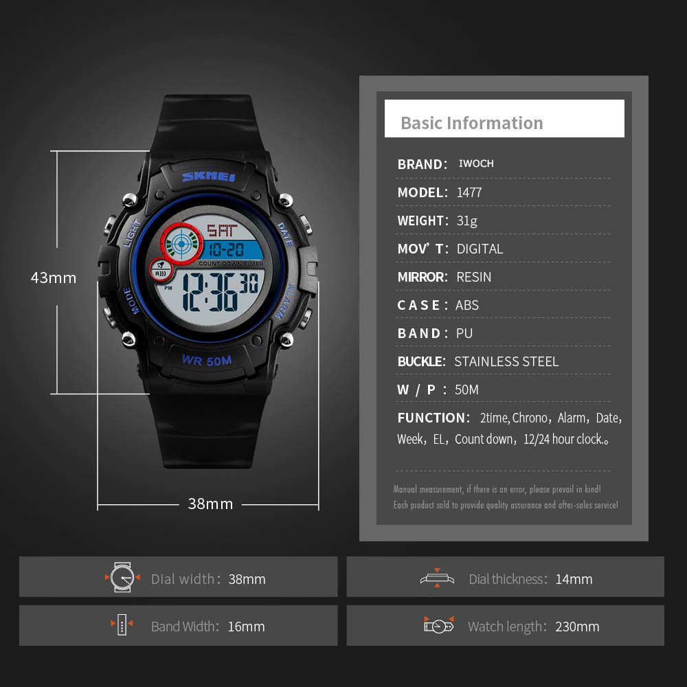 Foto 6 | Venta Internacional - Reloj Led Digital Impermeable Iwoch Para Niños Y Niñas De 5 A 12 Años, Azul