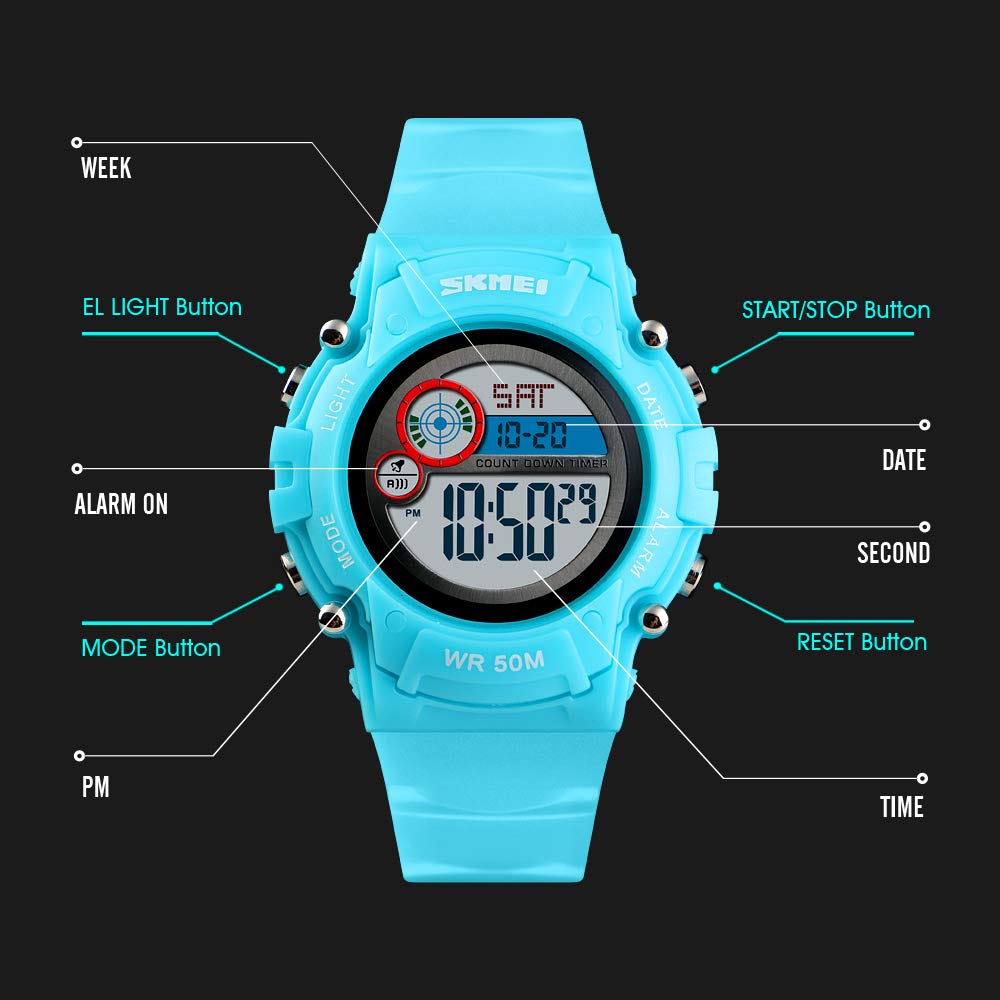 Foto 8 pulgar | Venta Internacional - Reloj Led Digital Impermeable Iwoch Para Niños Y Niñas De 5 A 12 Años, Azul