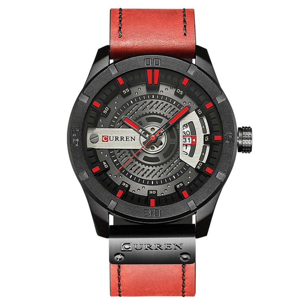 Venta Internacional - Reloj Curren Quartz-analog Para Hombre Con Correa De Piel Impermeable