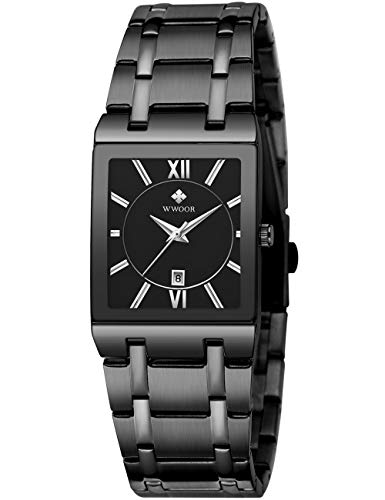 Venta Internacional - Reloj De Pulsera Boovo Retangle De Acero Inoxidable Para Hombre A Prueba De Agua