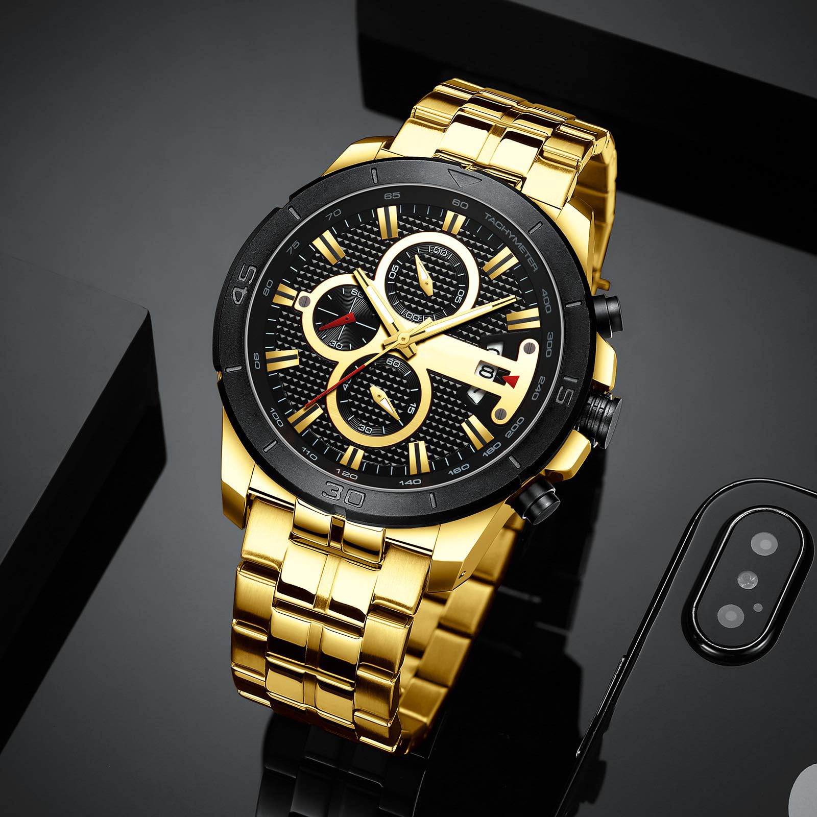 Foto 3 | Venta Internacional - Reloj Fanmis Con Cronógrafo De Negocios De Lujo Para Hombre, Vestido Con Diseño De Agua